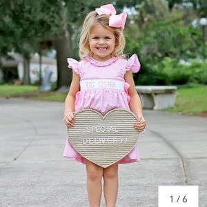 3T Pink Smocked Gingham Classic Whimsy “Big Sister” Dress
